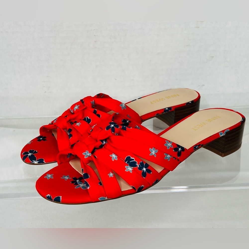 Nine West Red Floral Robertson Slide Sandal,  Sz 8.5, NWT - Picture 2 of 7